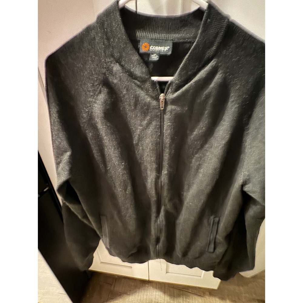 Cobmex‎ Men's Charcoal Gray Full Zip Bomber Knit Jacket L G